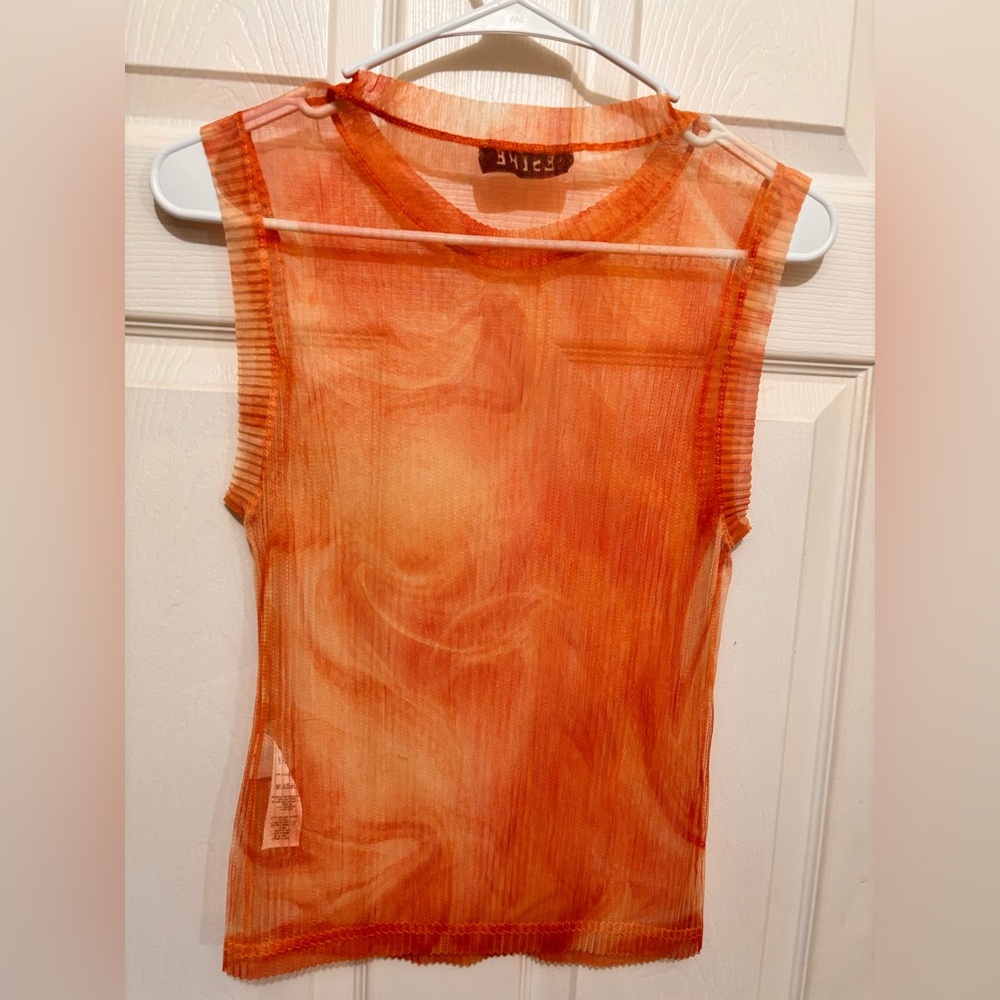 Orange Fitted Ribbed Tank Top - Picture 2 of 3